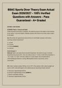 BSAC Sports Diver Theory Exam Actual Exam 2026&sol;2027 &ndash; 100&percnt; Verified Questions with Answers &ndash; Pass Guaranteed &ndash; A&plus; Graded