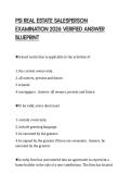 PSI REAL ESTATE SALESPERSON&NewLine;EXAMINATION 2026 VERIFIED ANSWER&NewLine;BLUEPRINT