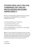 PSYCHIATRIC MENTAL HEALTH I FINAL EXAM&NewLine;COMPREHENSIVE STUDY GUIDE 2026&NewLine;PRACTICE QUESTIONS AND ACCURATE&NewLine;ANSWERS GRADED A&plus;