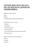 PSYCHIATRIC MENTAL HEALTH I FINAL EXAM&NewLine;FINAL TEST PAPER 2026 FULL QUESTIONS AND&NewLine;SOLUTIONS VERIFIED A&plus;&NewLine;