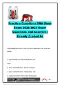 CNA State Exam Practice Questions 2026&sol;2027 &ndash; 100&plus; Questions & Answers &vert; Patient Care&comma; Safety&comma; Infection Control&comma; ADLs&comma; Mobility & Resident Rights &ndash; Certified Nursing Assistant