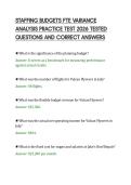 STAFFING BUDGETS FTE VARIANCE&NewLine;ANALYSIS PRACTICE TEST 2026 TESTED&NewLine;QUESTIONS AND CORRECT ANSWER