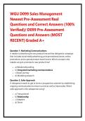 WGU D099 Sales Management Newest Pre-Assessment Real Questions and Correct Answers &lpar;100&percnt; Verified&rpar;&sol; D099 Pre-Assessment Questions and Answers &lpar;MOST RECENT&rpar; Graded A&plus;