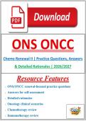 ONS ONCC Chemo Renewal II &vert; Practice Questions&comma; Answers & Detailed Rationales &vert; 2026&sol;2027