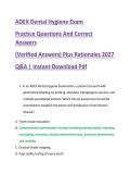 ADEX Dental Hygiene Exam  &NewLine;Practice Questions And Correct &NewLine;Answers  &NewLine;&lpar;Verified Answers&rpar; Plus Rationales 2027  &NewLine;Q&A &vert; Instant Download Pdf 