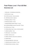 Peak Pilates Level 1 Part A&sol;B Mat Exercise List Questions and Correct Answers with Rationales &lpar;2026&sol;2027&rpar;&NewLine;