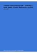Cultural Anthropology Exam 1 Study Guide Practice Questions Verified Answers 2026&sol; 2027
