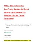 NASCLA OSHA for Contractors  &NewLine;Exam Practice Questions And Correct  &NewLine;Answers &lpar;Verified Answers&rpar; Plus  &NewLine;Rationales 2027 Q&A &vert; Instant  &NewLine;Download Pdf 