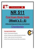 NR 511 Final Exam &lpar;PDF&rpar; &vert; &lpar;2026&rpar; Weeks 5-8 Study Guide &vert; Differential Diagnosis