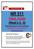 NR 511 Final Exam &lpar;PDF&rpar; &vert; &lpar;2026&rpar; 100 Exam Questions &vert; Differential Diagnosis
