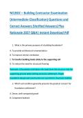 NCLBGC &ndash; Building Contractor Examination &NewLine;&lpar;Intermediate Classification&rpar; Questions and &NewLine;Correct Answers &lpar;Verified Answers&rpar; Plus &NewLine;Rationale 2027 Q&A&vert; Instant Download Pdf