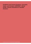 Feedback Control Systems Concepts Types Analysis Study Guide Practice Questions 2026&sol; 2027