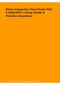 Home Inspection Final Exam Part 5 Study Guide Practice Questions 2026&sol; 2027