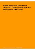 Home Inspection Final Exam Study Guide Practice Questions Exam Prep 2026&sol; 2027