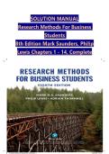  Instructor&rsquo;s Manual for Research Methods for Business Students&comma; 8th Edition by Mark Saunders & Philip Lewis &lpar;Chapters 1-14 Complete&rpar;