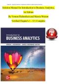 Solution Manual for Introduction to Business Analytics 1st Edition by Vernon Richardson & Marcia Watson &ndash; Complete Solutions & Study Guide