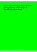 Pediatric Primary Care Disease Management Screenings Guidelines Study Guide 2026&sol; 2027