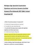 Michigan Sign Specialist Examination &NewLine;Questions and Correct Answers &lpar;Verified &NewLine;Answers&rpar; Plus Rationale 2027 Q&A&vert; Instant &NewLine;Download Pdf