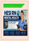 HESI RN Mental Health Comprehensive Practice Exam &vert; 150 &NewLine;Questions with Correct Answers & Detailed Rationales &vert; &NewLine;Psychiatric Nursing Exam Prep &vert; 2026&ndash;2027 Updated