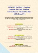 CMN 150V Final Exam &vert; Complete Questions with 100&percnt; Verified & Correct Answers &vert; Updated for 2026 &ndash; 2027 &lpar;Graded A&plus;&rpar;&NewLine;