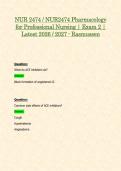 NUR 2474 &sol; NUR2474 Pharmacology for Professional Nursing &vert; Exam 2 BUNDLE Package &vert; Latest 2026 &sol; 2027 - Rasmussen University