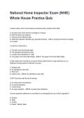 National Home Inspector Exam &lpar;NHIE&rpar; Whole House Practice Quiz Latest 2026&sol;2027 Questions and Verified Solutions&NewLine;