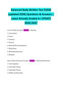 Balanced Body Written Test EXAM &lpar;updated 2026&rpar; Questions & Answers &vert; &NewLine;Latest Already Graded A&plus; UPDATE 2026&vert;2027 