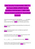 Cyber Security Fundamentals 2026 PreTest Exam &lpar;2026&rpar; UPDATE Verified &NewLine;Questions And Answers &vert; With 100&percnt; Correct Answers graded A&plus; Guaranteed Success&excl;&excl;