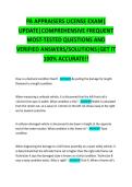 PA APPRAISERS LICENSE EXAM&vert; UPDATE&vert;COMPREHENSIVE FREQUENT MOST-TESTED QUESTIONS AND VERIFIED ANSWERS&sol;SOLUTIONS&vert;GET IT 100&percnt; ACCURATE&excl;&excl; 