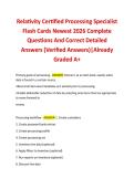 Relativity Certified Processing Specialist Flash Cards Newest 2026 Complete Questions And Correct Detailed Answers &lpar;Verified Answers&rpar;&vert;Already Graded A&plus;