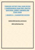 TENNESSEE HISTORY FINAL EXAM REVIEW &vert; COMPREHENSIVE EXAM PREP&comma; PRACTICE QUESTIONS&comma; CORRECT ANSWERS AND STUDY GUIDE