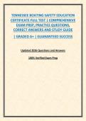 TENNESSEE BOATING SAFETY EDUCATION CERTIFICATE FULL TEST &vert; COMPREHENSIVE EXAM PREP&comma; PRACTICE QUESTIONS&comma; CORRECT ANSWERS AND STUDY GUIDE