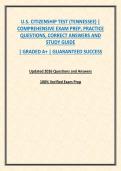 U&period;S&period; CITIZENSHIP TEST &lpar;TENNESSEE&rpar; &vert; COMPREHENSIVE EXAM PREP&comma; PRACTICE QUESTIONS&comma; CORRECT ANSWERS AND STUDY GUIDE