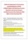 California Department of Corrections and Rehabilitation &lpar;CDCR&rpar; CORRECTIONAL CAPTAIN Exam Practice Questions and Correct Answers &lpar;Verified Answers&rpar; Plus Rationale 2026 Q&A&vert; Instant Download Pdf