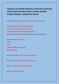 ESSENTIALS OF HUMAN ANATOMY & PHYSIOLOGY EXAM 2026&NewLine;UPDATE QUESTIONS AND CORRECT VERIFIED ANSWERS&NewLine;ALREADY GRADED A&plus; &lpar;BRAND NEW VISION&rpar;&NewLine;