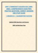 UNIT 5 TENNESSEE'S GOLDEN AGE &lpar;1800&ndash;1860&rpar; &vert; COMPREHENSIVE EXAM PREP&comma; PRACTICE QUESTIONS&comma; CORRECT ANSWERS AND STUDY GUIDE