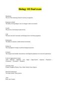 Biology 103 final exam Answered