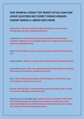 WISE FINANCIAL LITERACY TEST NEWEST ACTUAL EXAM 2026&NewLine;UPDATE QUESTIONS AND CORRECT VERIFIED ANSWERS&NewLine;ALREADY GRADED A&plus; &lpar;BRAND NEW VISION&rpar;