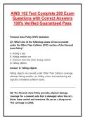 AINS 102 Test Complete 200 Exam Questions with Correct Answers 100&percnt; Verified Guaranteed Pass