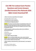 CAL FIRE Fire Lookout Exam Practice Questions and Correct Answers &lpar;Verified Answers&rpar; Plus Rationale 2026 Q&A&vert; Instant Download Pdf