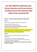 CAL FIRE FORESTRY ASSISTANT Exam Practice Questions and Correct Answers &lpar;Verified Answers&rpar; Plus Rationale 2026 Q&A&vert; Instant Download Pdf