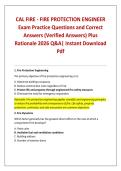 CAL FIRE - FIRE PROTECTION ENGINEER Exam Practice Questions and Correct Answers &lpar;Verified Answers&rpar; Plus Rationale 2026 Q&A&vert; Instant Download Pdf