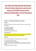CAL FIRE FIRE PREVENTION SPECIALIST II Exam Practice Questions and Correct Answers &lpar;Verified Answers&rpar; Plus Rationale 2026 Q&A&vert; Instant Download Pdf