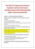 CAL FIRE Fire Captain Exam Practice Questions and Correct Answers &lpar;Verified Answers&rpar; Plus Rationale 2026 Q&A&vert; Instant Download Pdf