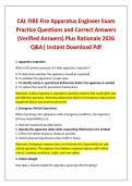 CAL FIRE Fire Apparatus Engineer Exam Practice Questions and Correct Answers &lpar;Verified Answers&rpar; Plus Rationale 2026 Q&A&vert; Instant Download Pdf