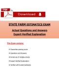 STATE FARM ESTIMATICS EXAM&NewLine;Actual Questions and Answers&NewLine;Expert-Verified Explana