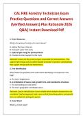 CAL FIRE Forestry Technician Exam Practice Questions and Correct Answers &lpar;Verified Answers&rpar; Plus Rationale 2026 Q&A&vert; Instant Download Pdf