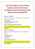 CAL FIRE Firefighter II Exam Practice Questions and Correct Answers &lpar;Verified Answers&rpar; Plus Rationale 2026 Q&A&vert; Instant Download Pdf