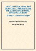 DUKE PSY 101 CHAPTER 3&colon; BRAIN&comma; MIND&comma; AND BEHAVIOR &vert; COMPREHENSIVE EXAM PREP&comma; PRACTICE QUESTIONS&comma; CORRECT ANSWERS AND STUDY GUIDE