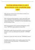 WATER OPERATOR CLASS 3 &NewLine;QUESTIONS AND ANSWERS 2026 - 2027